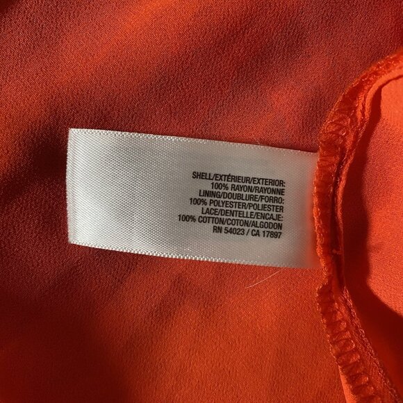 Old Navy Coral Orange Midi Dress w/ Slip M Pintuck Pleat Embroidery Boho Peasant - Picture 13 of 16
